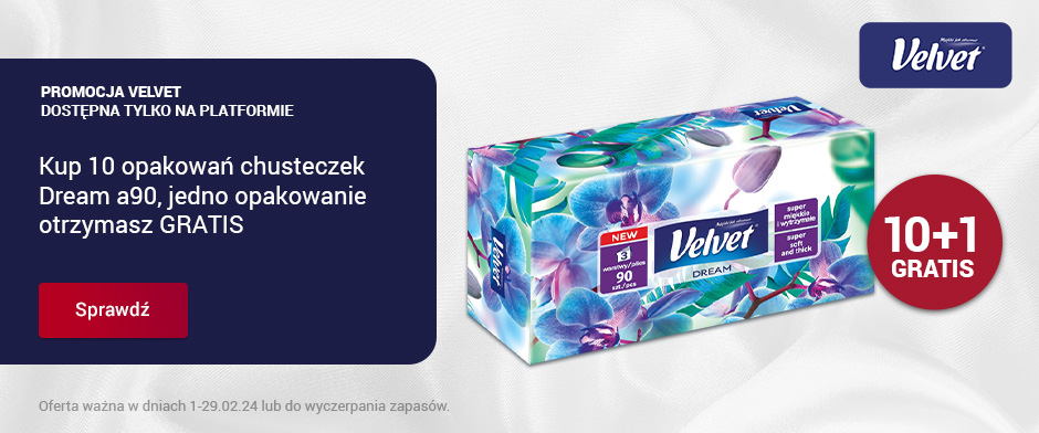 Velvet. Kup 10 opakowań chusteczek Dream a90, opakowanie otrzymas GRATIS