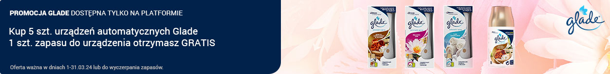 Glade. Promocja. Kup 5 szt. urządzeń automatycznych Glade, 1 szt. zapasu do urządzenia otrzymasz GRATIS