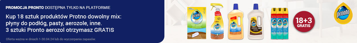 Pronto. Kup 18 sztuk produktów Protno dowolny mix: płyny do podłóg, pasty, aerozole, inne. 3 sztuki Pronto aerozol otrzymasz GRATIS